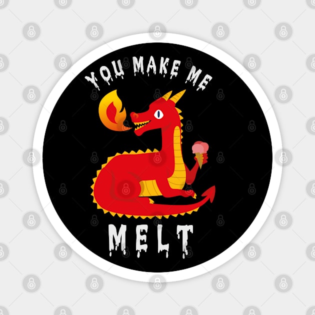 🐲 "You Make Me Melt" Cute Fire-Breathing Dragon Magnet by Pixoplanet